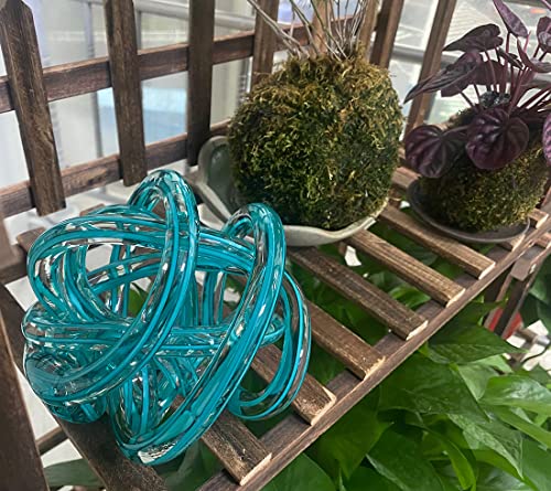 Semeid Glass Decorative Ball Blue,5.9" Large Orbit Glass Ball Decor-Handicraft Glass Sculpture For Desk,Bookshelf Decor (Sky Blue) #TOP3