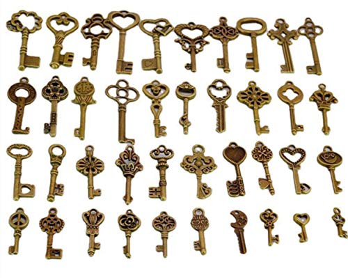 40 piezas Llaves Antiguas de Bronce Esqueleto Key DIY Charms key ，Colgantes vintage para la...