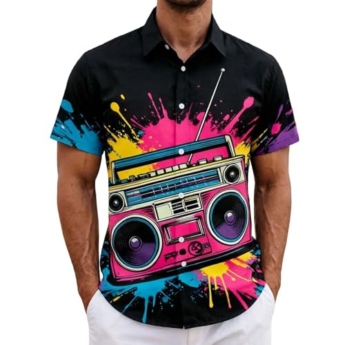 T-shirt oversize homme chemise aloha d'été polo casual rose