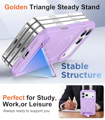Image of Designed for iPhone 17 Pro Max Case, [Built-in Invisible Kickstand][Compatible with MagSafe][Military Grade Shockproof] Slim Translucent Matte Phone Case 6.9 inch (Light Purple)