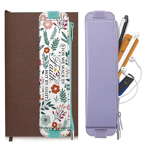 FINPAC 2-Pack Elastic Pen Holder for Notebook, Leather Pen Holder...