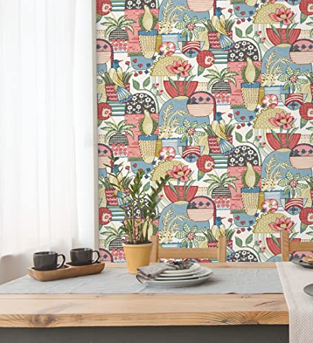 Papier peint vinyle pot de fleurs et oiseaux GAULAN 682094 multicolore 10m