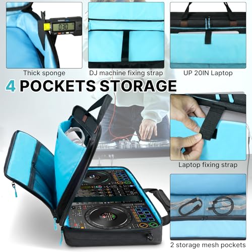 Image of ORKELS DJ Controller Bag Case, Portable DJ Travel Case, Fits Pioneer DDJ REV1 SR SR2 OMNIS DUO, Mixtrack Platinum FX