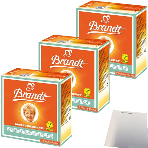 usy Bundle für Brandt Markenzwieback ohne Zuckerzusatz 3er Pack (3x225g Packung) + usy Block