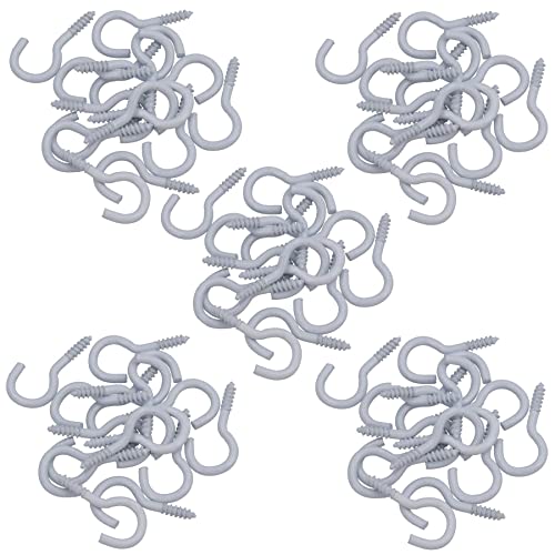 Screw Hook Fasteners Hangers White Plastic Finish 10mm Dia 30mm length 80pc