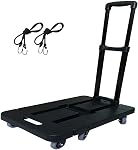 Kunova (TM) 6 2.5" Wheels Large Folding Hand Truck 245KG / 540LBS Capacity Wear-Resistant 4360° Rotating Wheel Folding Trolley Luggage Cart Platform Cart for Travel, Shopping, Auto, Moving, Office Use