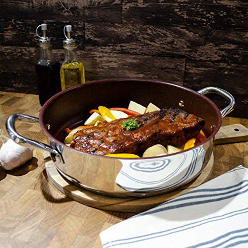 HISTORY – Forged in Fire – 4-Piece Cookware Set – With Stainless Steel, Nonstick Coating – Includes 2-Quart Sauce Pan, 5-Quart Dutch Oven, 11-Inch Sauté Pan, and 12-Inch Fry Pan
