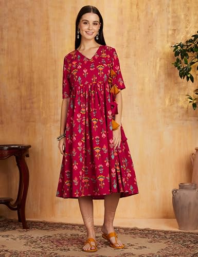 Image of Amazon Brand - Myx Women's Cotton Relaxed Fit A Line Kurta (Available in Plus Sizes)