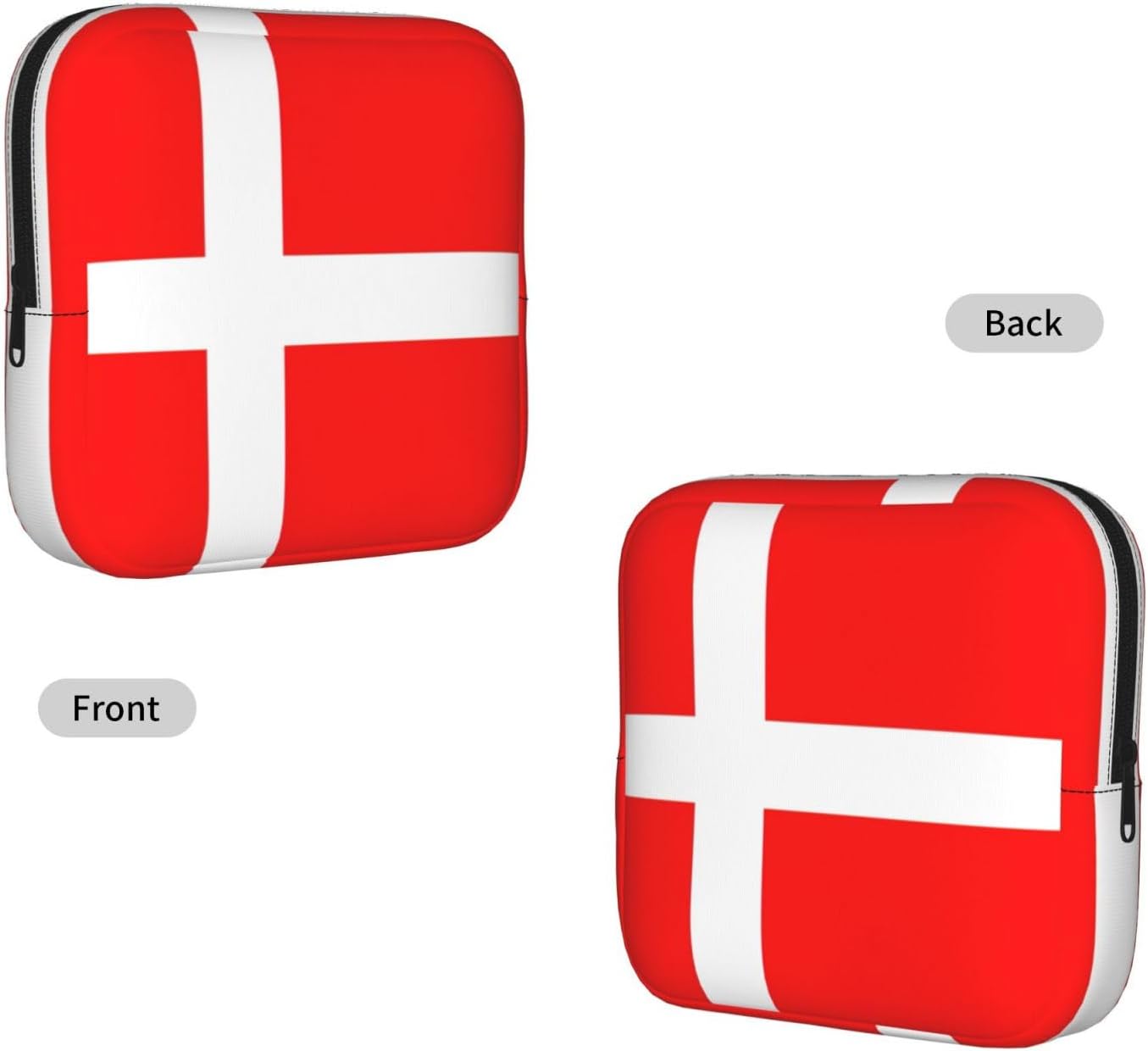 Denmark Danish Flag Print Women Period Bag Sanitary Pouch Portable Pad Pouch Tampon Holder Small Zipper Pouch Storage Bag