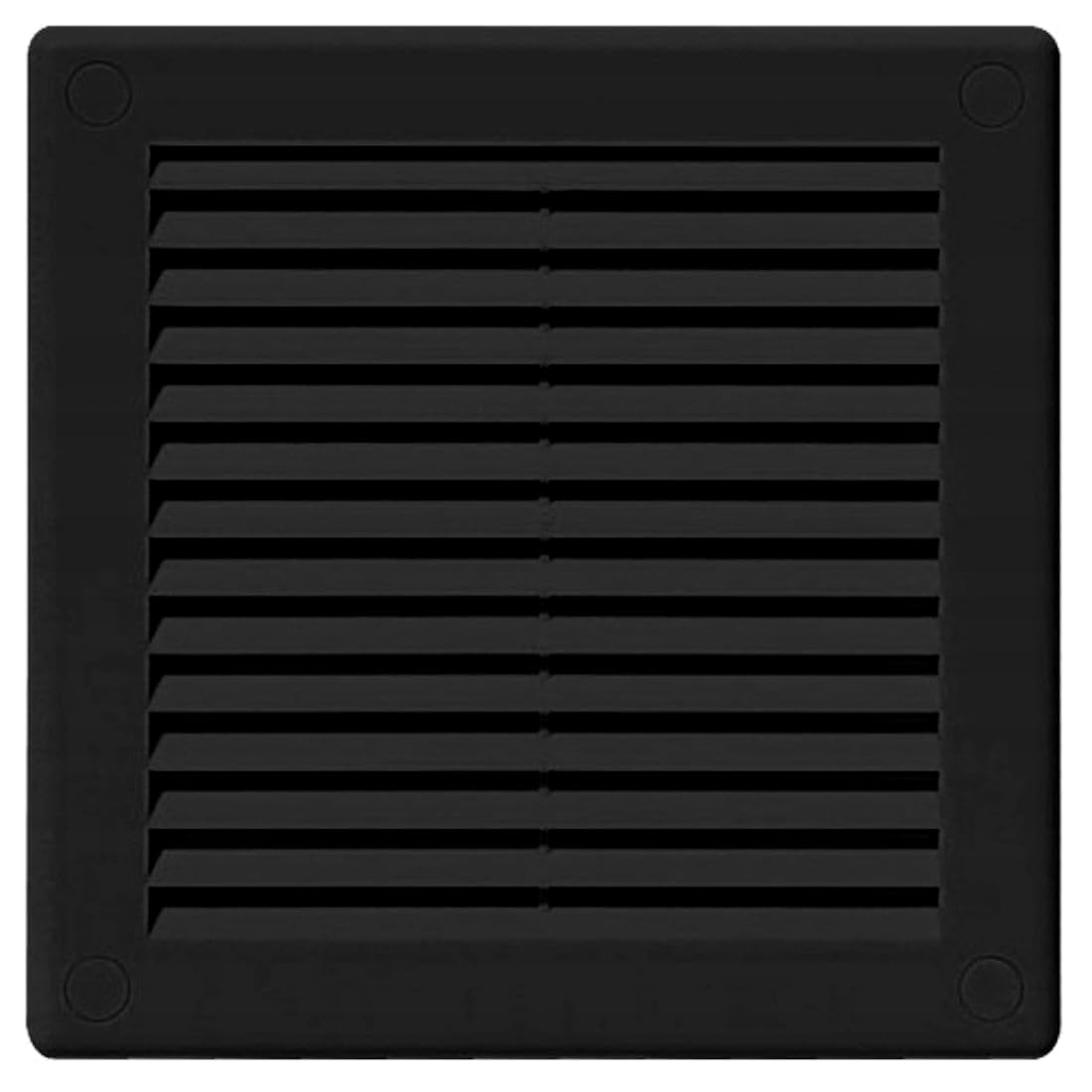 Black Louvred Wall Vent Grille with Flyscreen and Screw Caps, 250 x 250 mm, Air Ventilation Duct Cover with Anti-Insect Mesh and Flat Back, Tough and Durable ABS Plastic — image 1