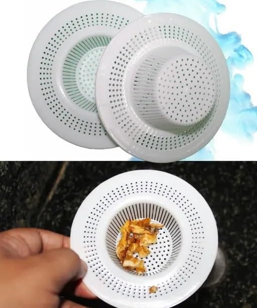 Image of Kitchen Strainers (Plastic, 2pc), Kitchen Sink Jali Waste Filter Cup Sink mesh, Plastic Drain Basin Basket Filter Cup Drainer Sink Jali |