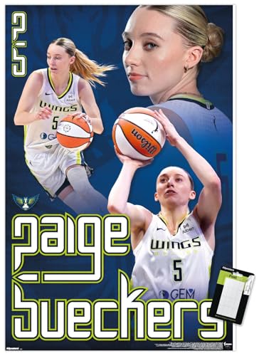 Trends International WNBA Dallas Wings - Paige Bueckers 25 Wall Poster, 34L x 22.4W, Poster & Mount Bundle