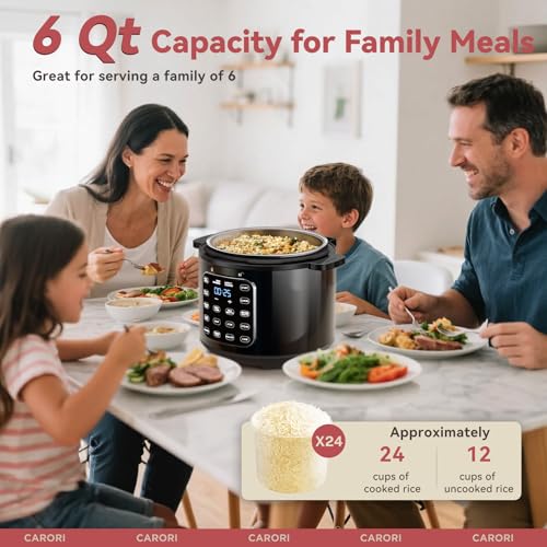 9 in 1 Elektro-Schnellkochtopf, 6 Liter, Multifunktional, programmierbar mit sichereres Lüftungsdesign, Reiskocher, Slow Cooper, Dampf, Sautieren, Heizen und Sterilisator – Bild 4