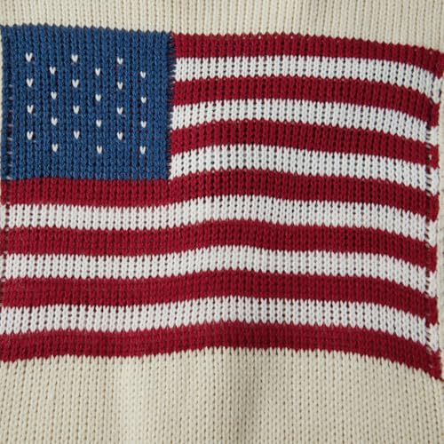 Image of Women's American Flag Knit Sweater Cardigan Fold Collar Cardigans Long Sleeve Button Front Knitwear Shawl Coats