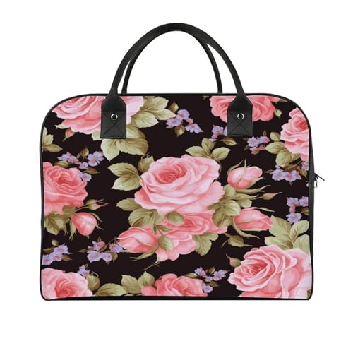 Bolso tote rosa con cierre y correa ajustable para laptop miniatura 1