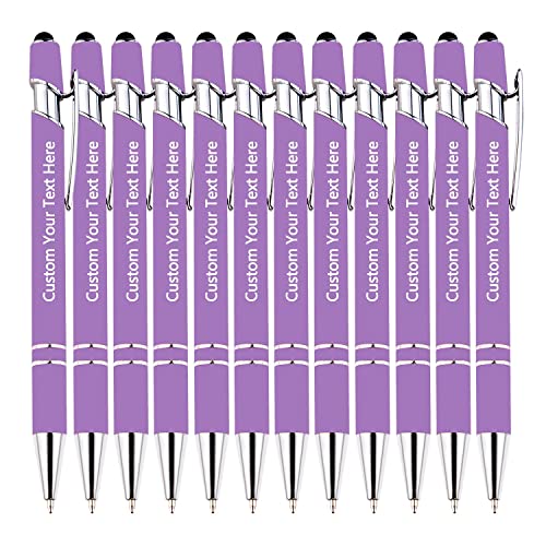 DEZUNTU Stylos personnalisés, stylos à bille personnalisés avec logo de message de nom de stylet gravé, cadeau pour Noël, mariage, affaires, remise des diplômes 12 PCS, encre noire Cover