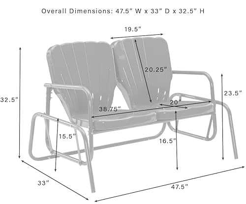 Crosley Furniture CO1032-TU Ridgeland Retro Metal Outdoor Loveseat Glider thumb #2