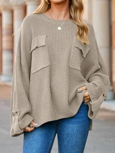 Saodimallsu Womens Oversized Sweaters Chunky Ribbed Knit Crew Neck Casual Long Sleeve Fall Winter Trendy Pullover Tops2