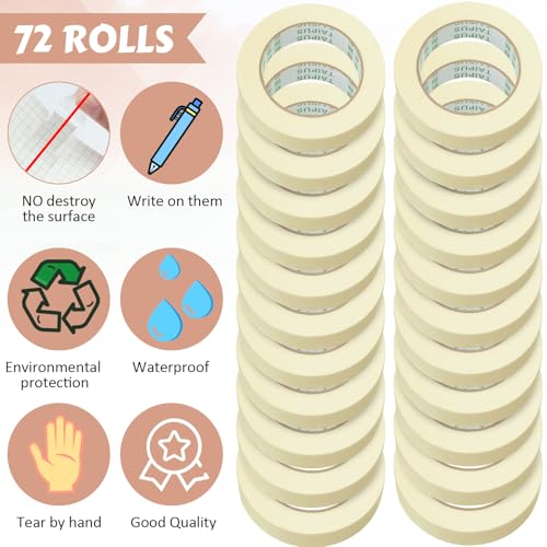 Image of Fainne 72 Rolls Masking Tape Bulk 0.8 Inch 55 Yards