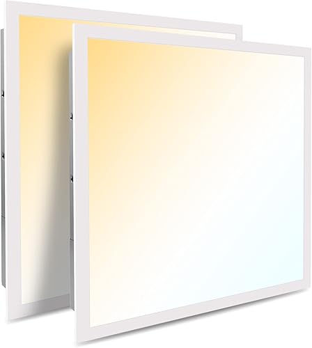 Art3d Luz LED de panel plano de 2 x 2 pies, temperatura de color seleccionable 3CCT 3000K4000K5000K, 0-10V regulable 5500LM luz de techo empotrada