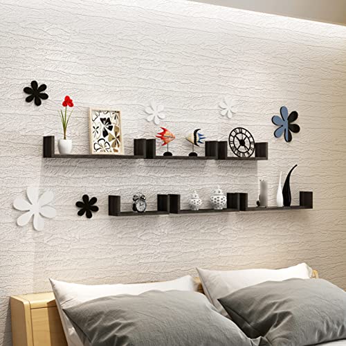 Letrem Floating Shelves, Set Of 3, Wall Mounted Diy Shelf, Home Living Room Kitchen Office Bedroom Study Decor Storage Shelving, Picture Plants Ornament Display Rack, Bookshelf/Teak Color #TOP4