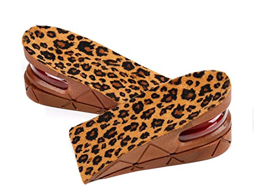 Two Layers 2" Height Adjustable Breathable Increase Taller Shoe Insole Lift Air Cushion Invisible Height Increase Half Elevator Heels Inserts Shoe Pads for Women Men (Leopard)