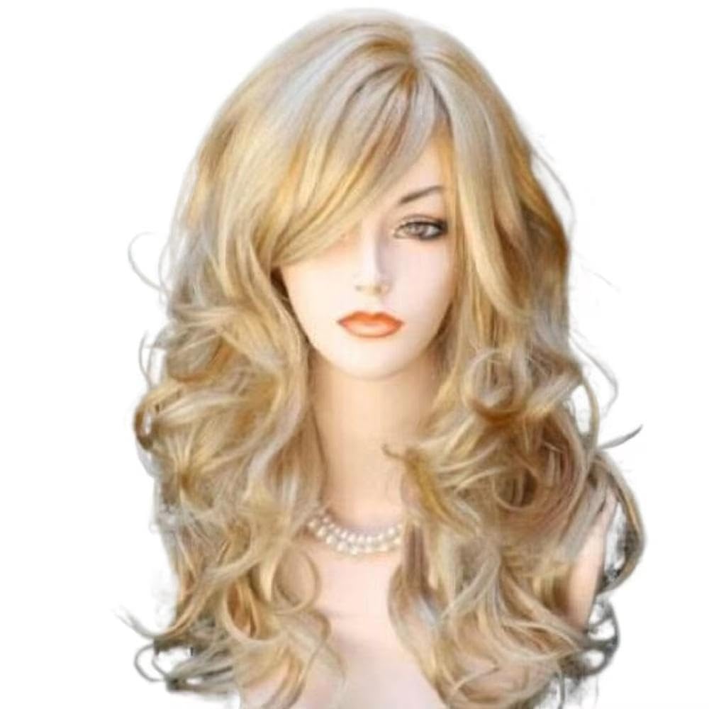 Pelucas Rizadas Largas Rubias Para Mujer Peluca Completa Pelo Ondulado Natural Para Mujer(Gold)