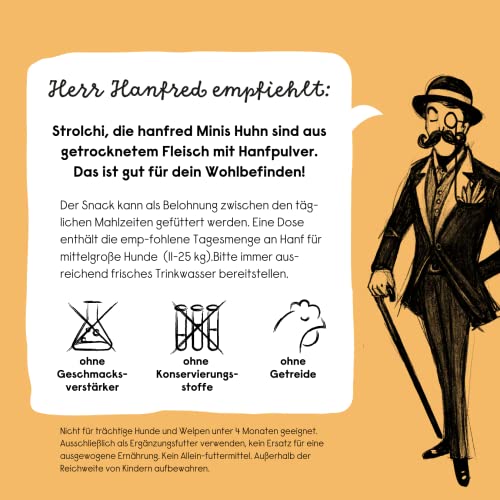 Hanf Minis für kleine Hunde, Snack für Hunde in Würfelform - Getreidefrei, bessere Konzentration, Naturprodukt aus Österreich - 3 x 90g (Huhn)