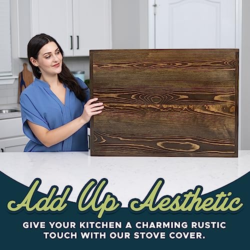 RELODECOR Noodle Board Stove Covers with Built-in Handles, Durable Extra Thick Pine Wood Handmade Cookware, Counter Space Top Covers for Electric Stoves, Farmhouse Rustic Stove Cover for Kitchen - Image 6