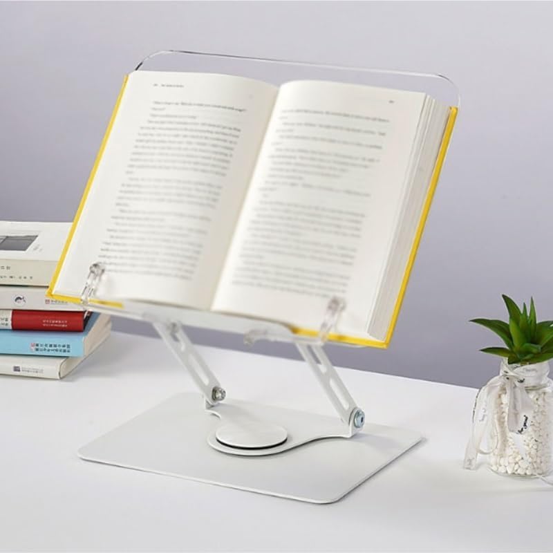 White Acrylic Book Stand Aluminum Alloy Reading Rack Multi Functional Holder