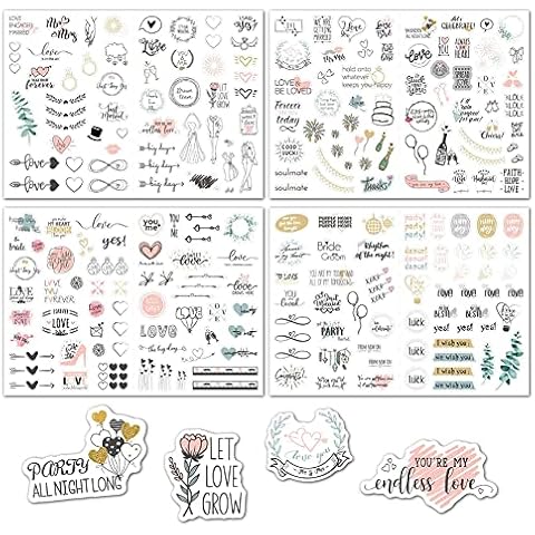 Glorlliant 230 Pieces Wedding Guest Book Stickers Vintage Wedding Stickers for Guest Book or Photo Album with Love Stickers for Scrapbook or Journal Cover