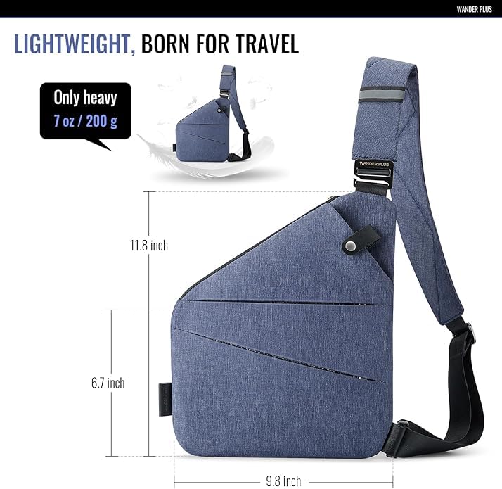 Image of WANDER PLUS Anti Theft Crossbody Travel Bag for Women Men, Multi-Pocket Crossbody Bag, Slim Sling Bag