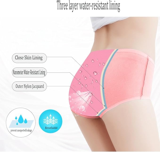 Image of YOYI FASHION Women Menstrual Period Briefs Jacquard Easy Clean Panties US Size XXS-5XL /12