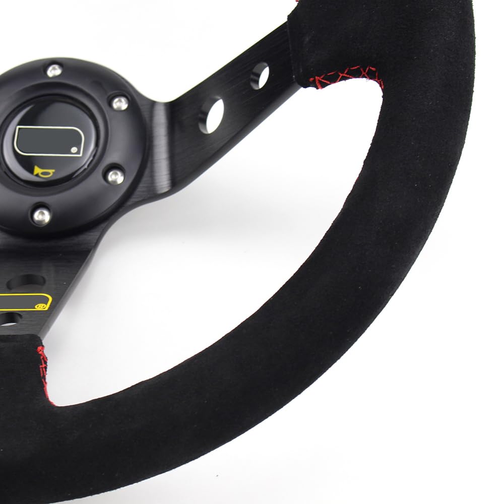 Volante Sportivo Auto, Volante a Calice 14 pollici Nero Deep Mais Racing Volante Universale rally Drift Sport Volante(Black)
