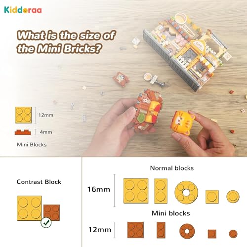 Image of Kawaii Cat Shop Mini Building Blocks Set, 917+ PCS Cute Street View Architecture Model Kit for Teens & Adults 14+ | Mini Brick Collectible Home Decor Toy | 1 Year Manufacturing Warranty