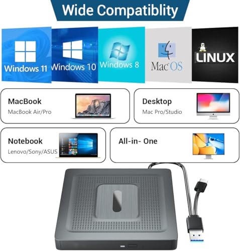 Unidad externa de DVD y CD USB para laptop portátil miniatura 3