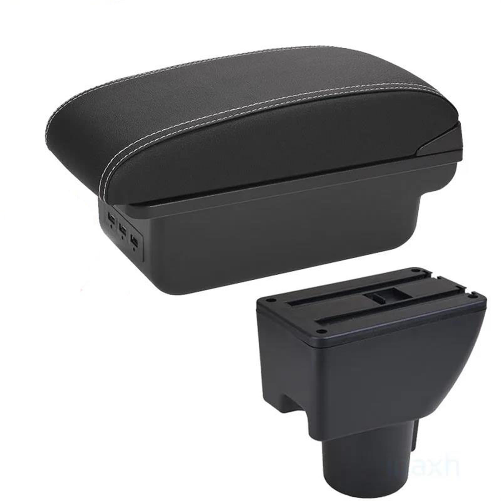 Car armrest for Hyundai for Getz Armrest for Hyundai for Getz Car Armrest Box Retrofit Parts Dedicated Center Storage Box Car Accessories(B3 Black White 3USB)