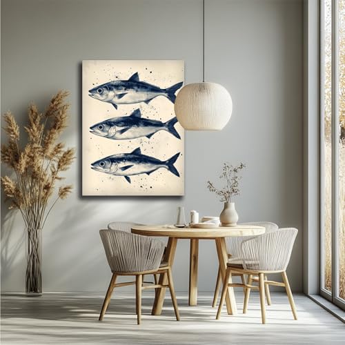 Tableau 3 Sardines impression sur toile moderne pour salon - 5