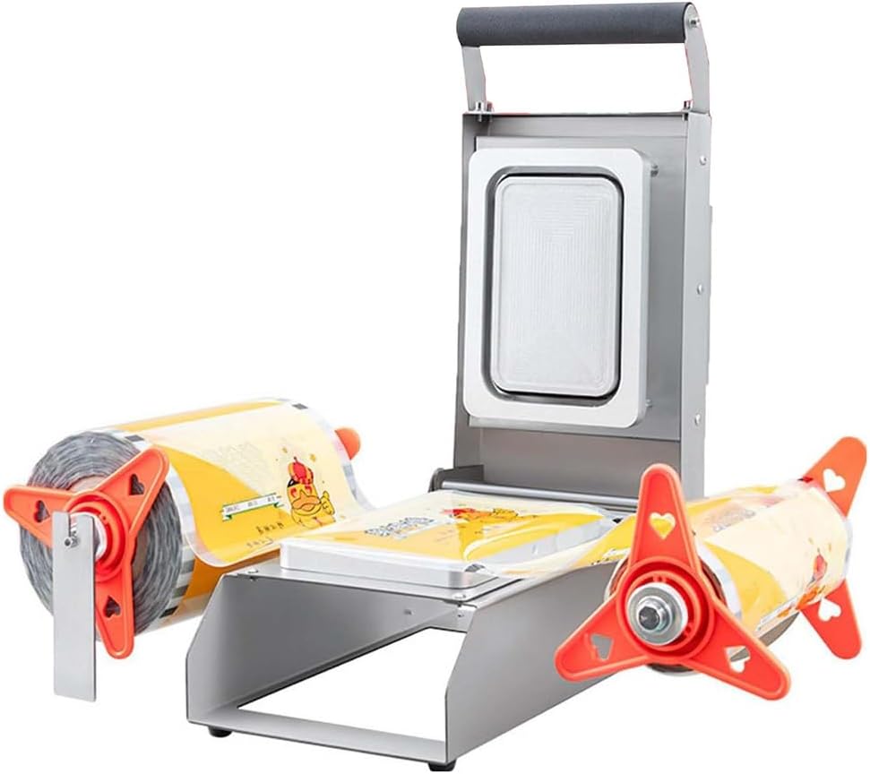 Hand Pressure Food Packaging Machine, Manual Takeaway Box Food Tray Sealer Machine Commercial Stainless Steel Vegetables Tray,18 * 12cm