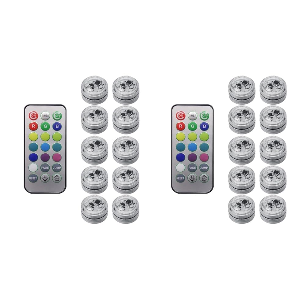 Hndhbfgrt 20Pcs Wireless Colorful LED Car Interior Ambient Light Remote Control Battery Operated Vase Pool Pond Lantern Decoration