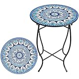 Weogot Metal Round Side Table, Weather Resistant Patio Accent Table for Indoor Outdoor Use, 14”Plant Stand for Flower Pots Vase Home Decor, Easy Assemble