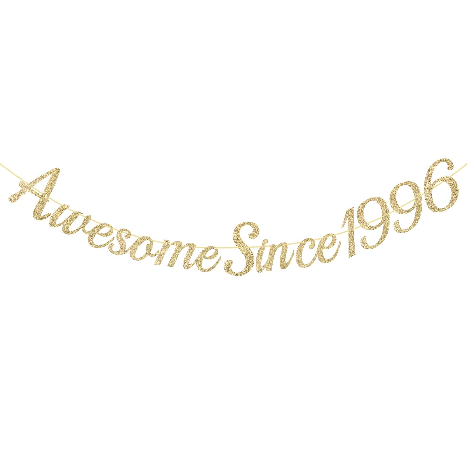 G2PLUS Pre-strung Happy 30th Birthday Banner: Glitter Champagne Gold 30th Birthday Party Decoration, Awesome Since 1996 Banner for Party Backdrop