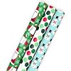Hallmark Christmas Wrapping Paper with Cutlines on Reverse (3 Rolls: 90 Sq. Ft. Total) Santa Claus, Polka Dots, Snowmen