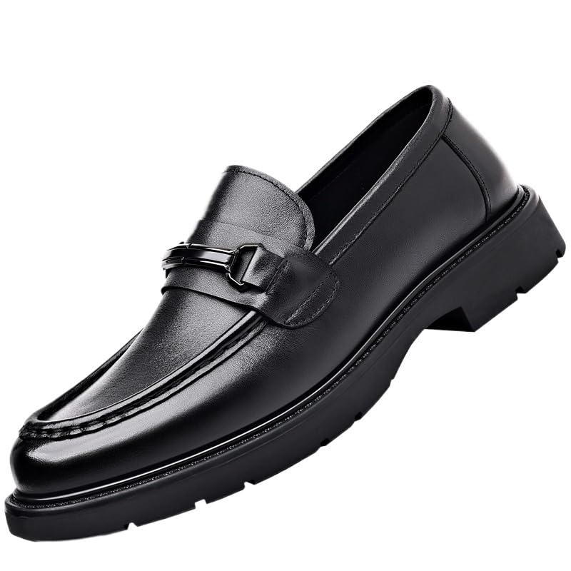 Men's Vintage Loafers Shoes Vegan Leather Moccasins Shoe Round Toe Solid Color Slip-on