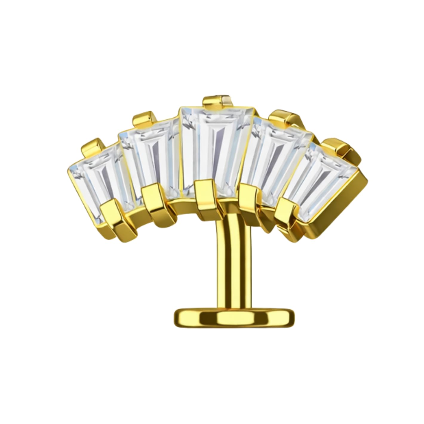 G23 Titanium Crown CZ Threadless Floating Belly Button Ring – 14G 8mm | Gold | 8mm Post-image-3