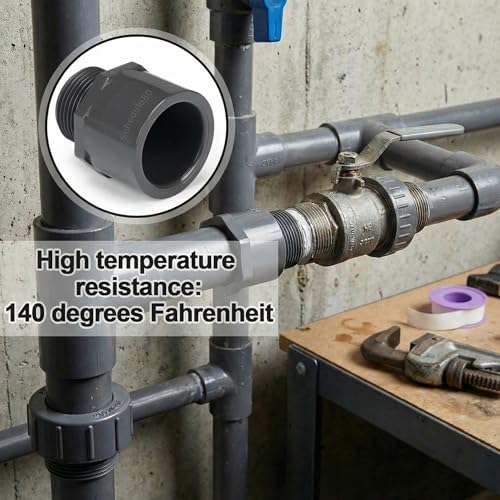Image of 8 Pcs 1 Inch PVC Pipe Fitting Male Adapter Schedule 80 Socket x Npt Compatible with 836 Series Heavy Duty Industrial Grade Corrosion Resistant Plumbing Irrigation Connector for Water