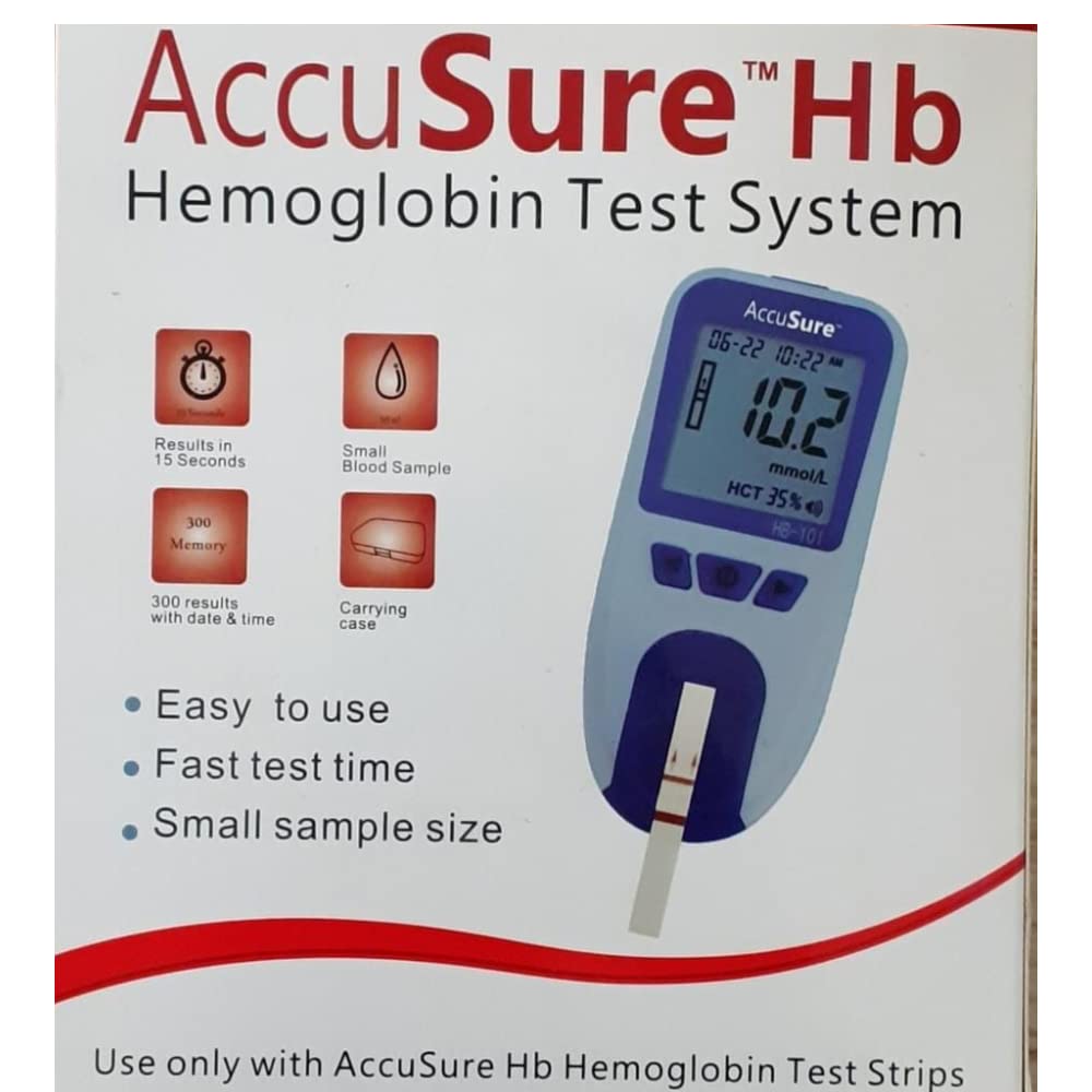 Buy ACCUSURE Hemoglobin Digital Test System Meter With 10 Strips Home