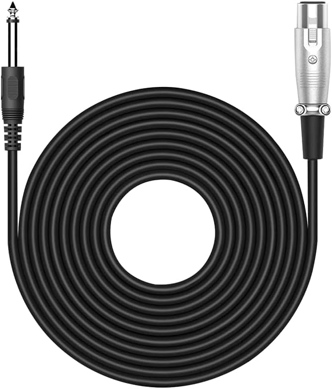 Audio Array AC-6XL Mic Cable 6.35mm Jack Male to XLR 3PIN Female Cord Wire | Microphone/Guitar Cable | Black, 1pc Pack (6 Meter/19.6 Feet)