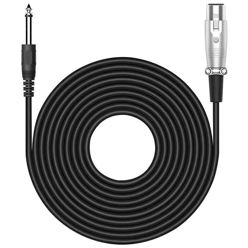 Audio Array AC-6XL Mic Cable 6.35mm Jack Male to XLR 3PIN Female Cord Wire | Microphone/Guitar Cable | Black, 1pc Pack (6 Meter/19.6 Feet)