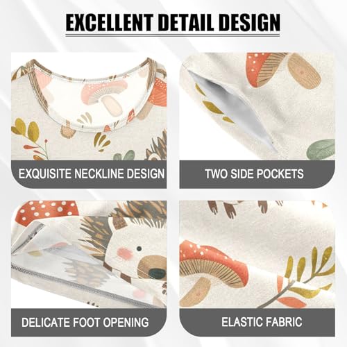 ALAZA Hipster Hedgehog Mushroom Pajamas Short Sleeve 2 Piece Sleepwear Top and Bottom Pajama Set Unisex4